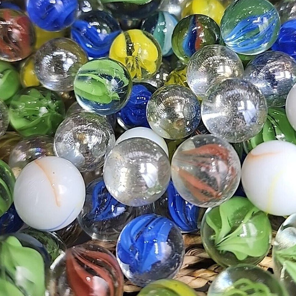 Marbles Mixed Lot More Than 2lbs White Orange Clear Cats Eyes Green & More - Picture 4 of 6